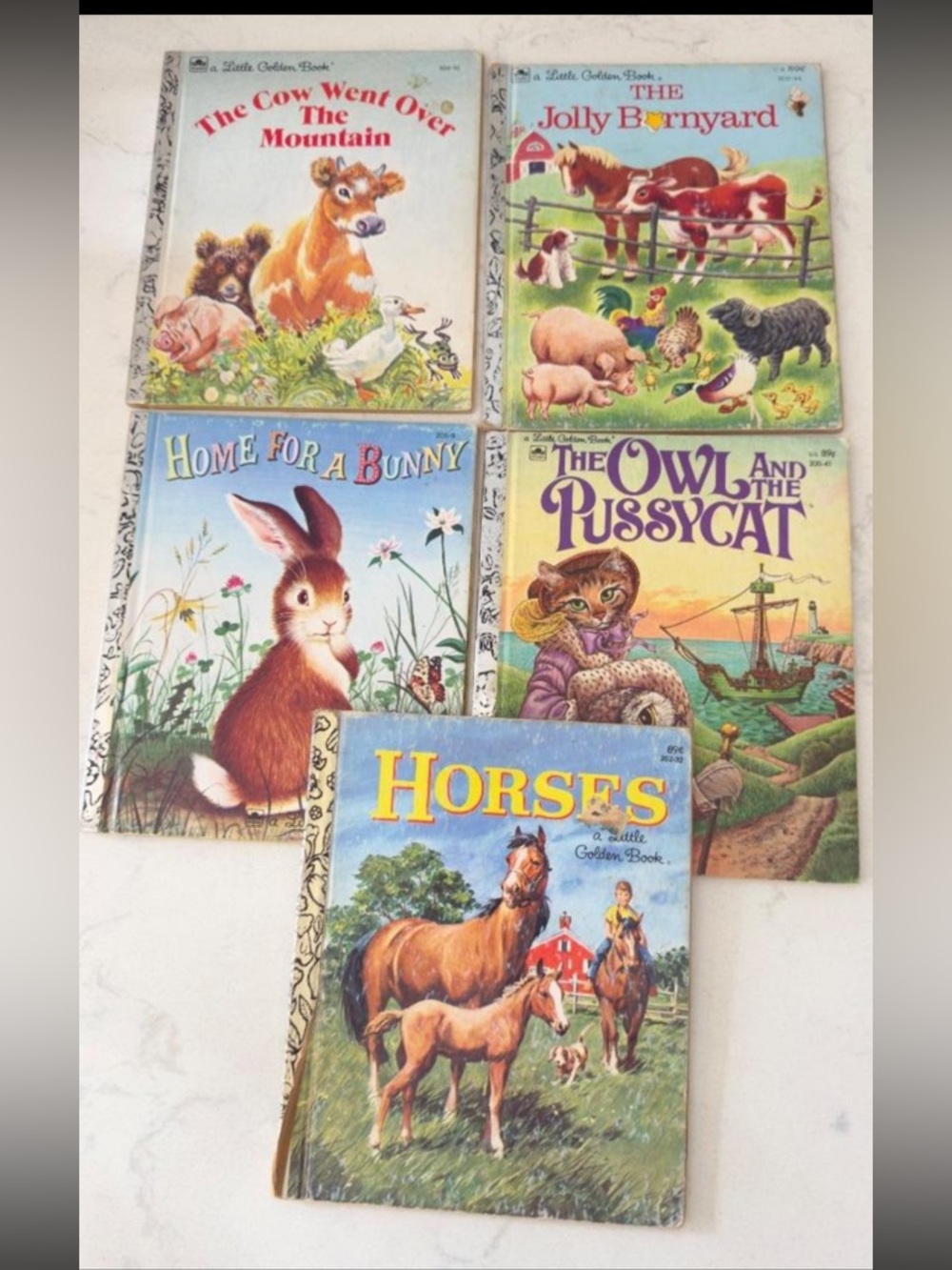 Lot of 5 Vintage Little Golden Books - Animal Theme